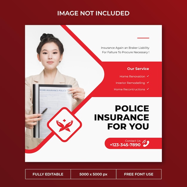 PSD insurance instagram post social media template