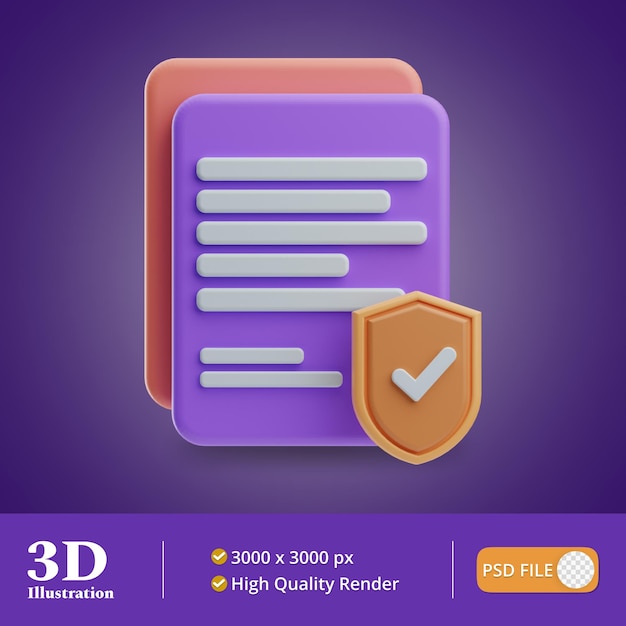 PSD insurance object insurance policy illustration 3d