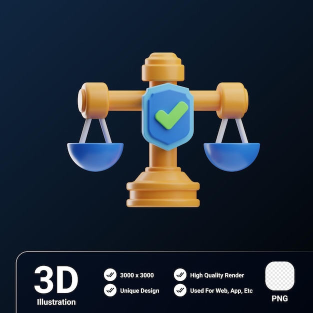 PSD insurance object law scale 3d illustration