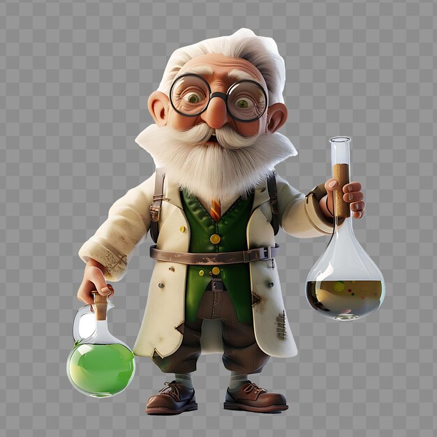 PSD intelligent alchemist scholarly inventor with average form l character design game asset concept