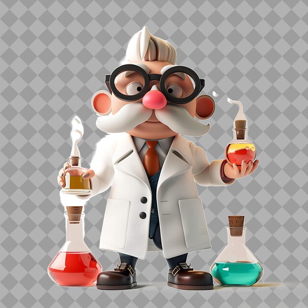 intelligent alchemist scholarly inventor with average form l isolated high quality character render