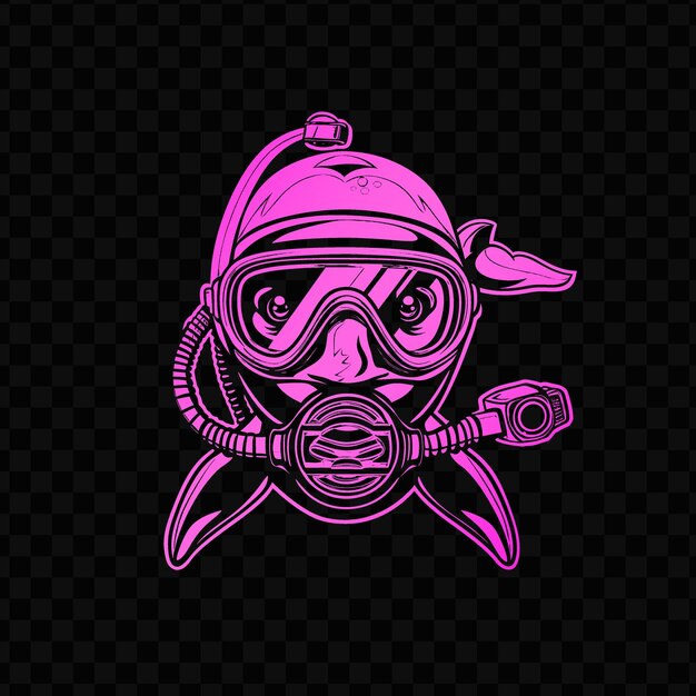 Intelligent dolphin animal mascot logo met scuba gear en u psd vector t-shirt tattoo ink art