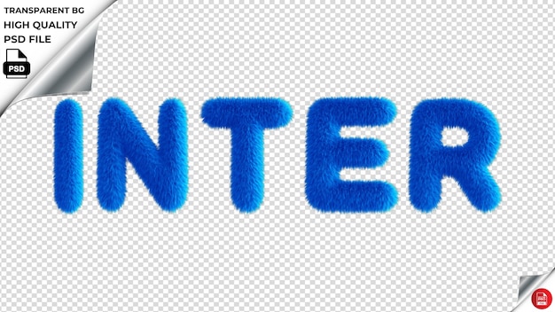 PSD inter typography blue fluffy text psd trasparente