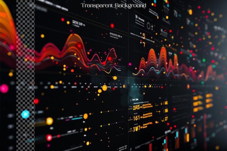 PSD interactive infographics utilize animations and transitions on transparent background