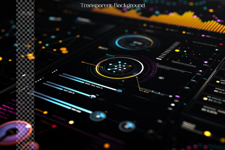 PSD interactive infographics utilize animations and transitions on transparent background