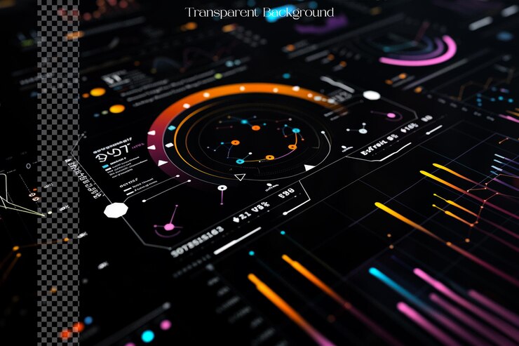 PSD interactive infographics utilize animations and transitions on transparent background