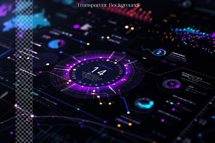 PSD interactive infographics utilize animations and transitions on transparent background