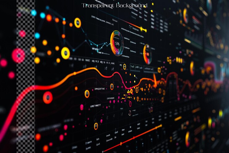 PSD interactive infographics utilize animations and transitions on transparent background