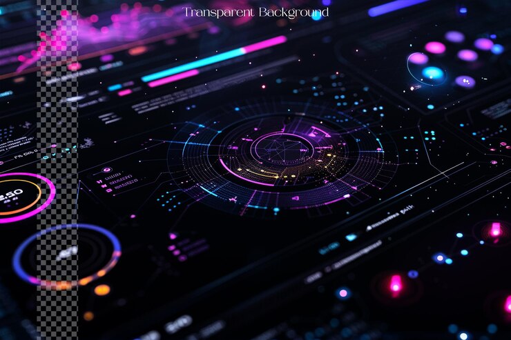 PSD interactive infographics utilize animations and transitions on transparent background