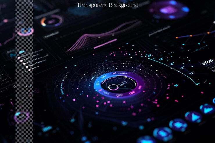 PSD interactive infographics utilize animations and transitions on transparent background