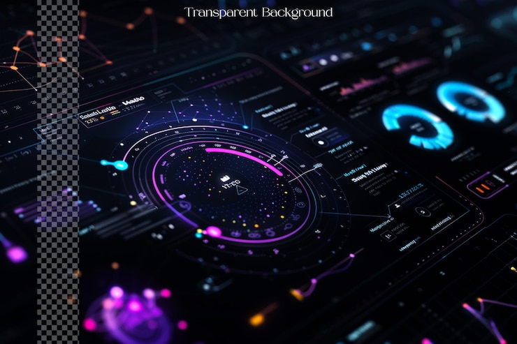 PSD interactive infographics utilize animations and transitions on transparent background
