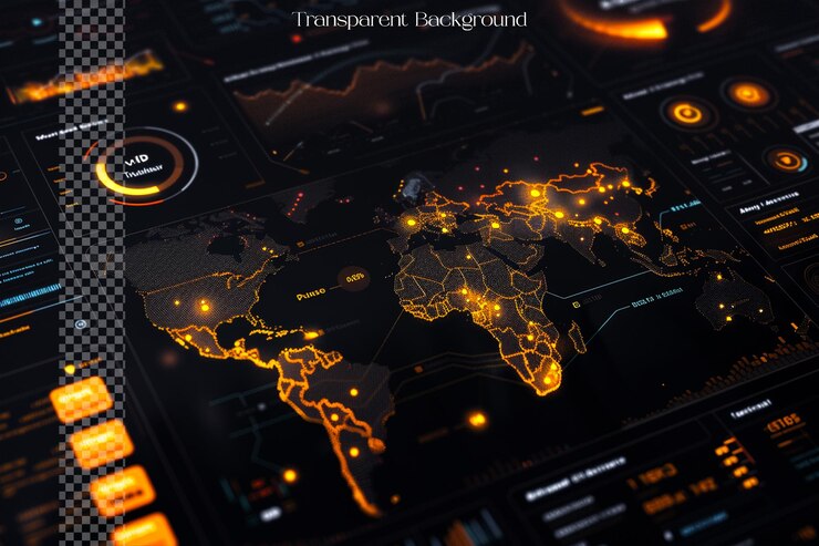 PSD interactive infographics utilize animations and transitions on transparent background