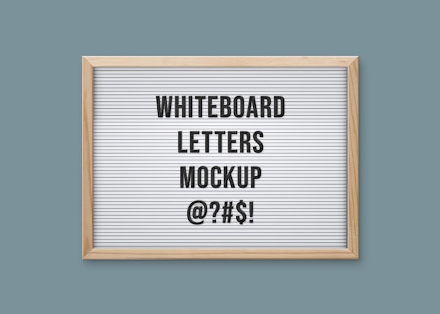 Interchangeable letters horizontal whiteboard mockup