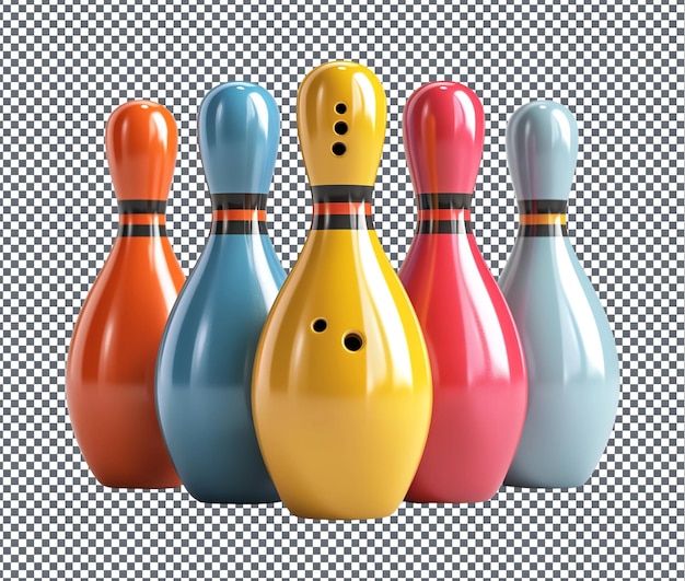 PSD interessante speelgoed bowling set geïsoleerd op doorzichtige achtergrond