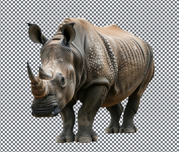 PSD interesting and attarctive rhinoceros conservation isolated on transparent background