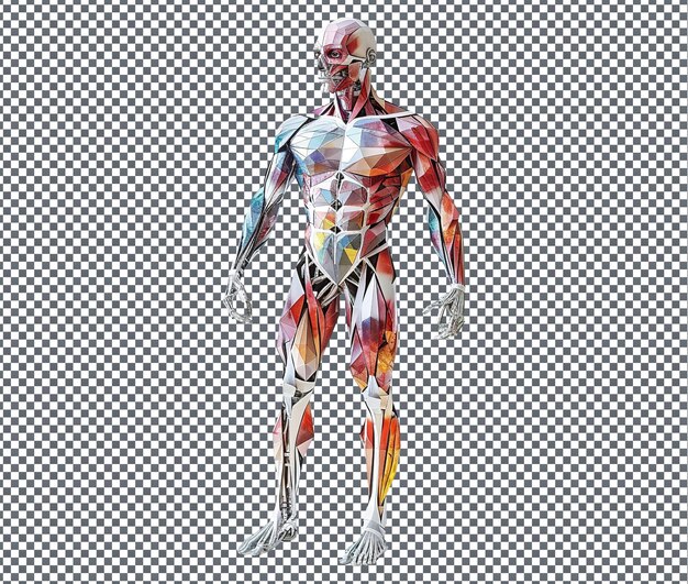 PSD Интересная lowpoly_human_anatomy изолирована на прозрачном фоне