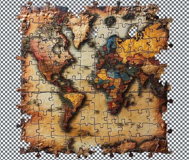 PSD interesting personalized puzzle map isolated on transparent background