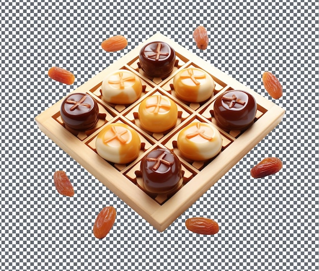 PSD interesting ramadan themed 3d tic tac toe isolated on transparent background