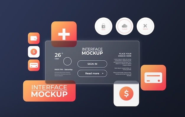 Mockup di interfaccia con effetto vetro