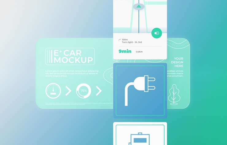 PSD interface mockup with glass effect