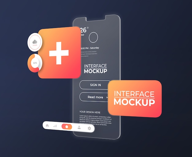 Mockup di interfaccia con effetto vetro