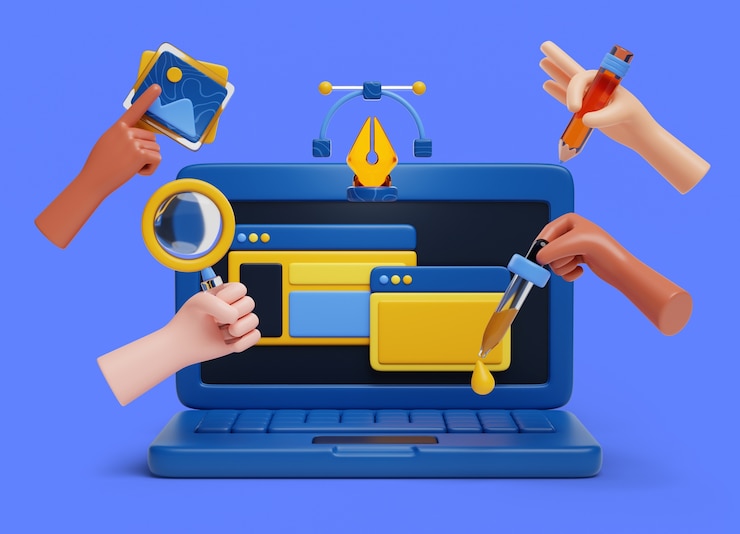 PSD interface with hands sales background