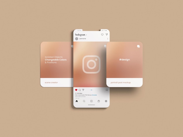 Interfejs Instagrama I Makieta Postu Na Glinianym Ekranie Telefonu Komórkowego