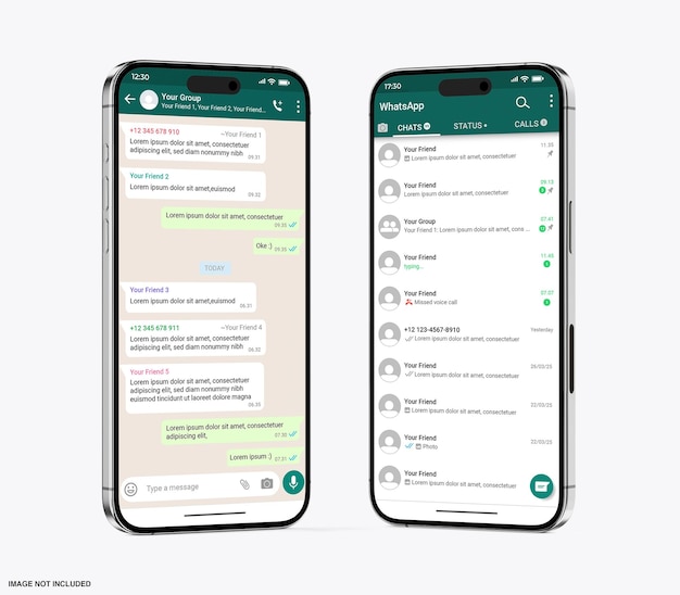 Interfejs Whatsapp na smartfonie Mockup