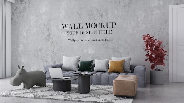 Interieur behang mockup achter bank