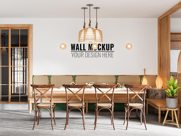 Interieur Cafe muur Mockup 3D-rendering 3d illustratie