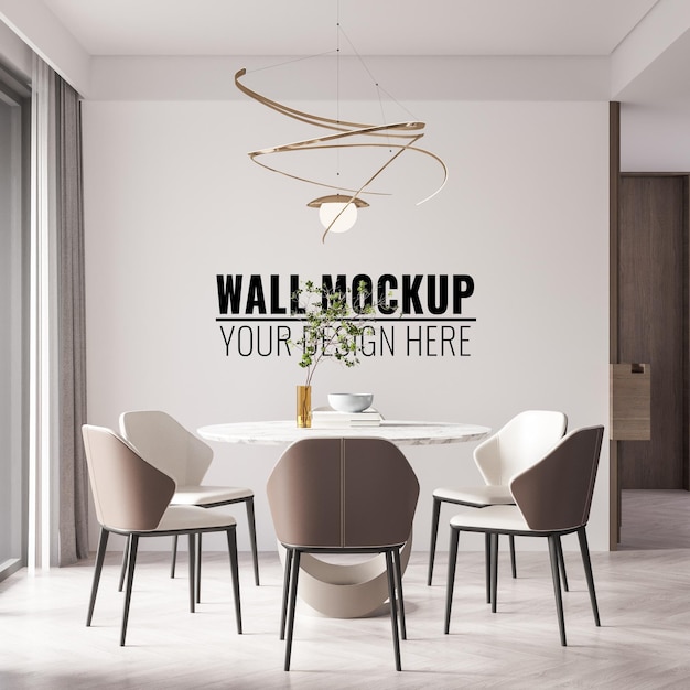 Interieur eetkamer muur Mockup - 3D-rendering