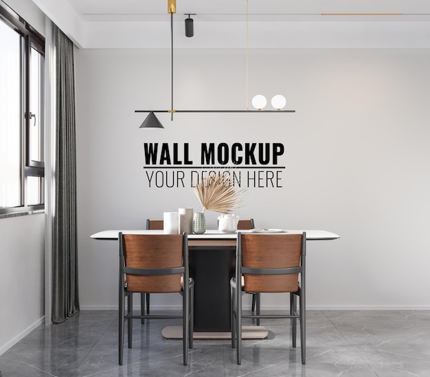 Interieur eetkamer muur mockup - 3d-rendering