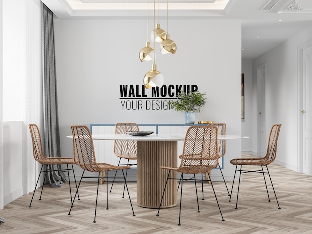 Interieur eetkamer muur mockup