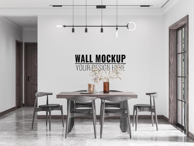 Interieur eetkamer muur Mockup