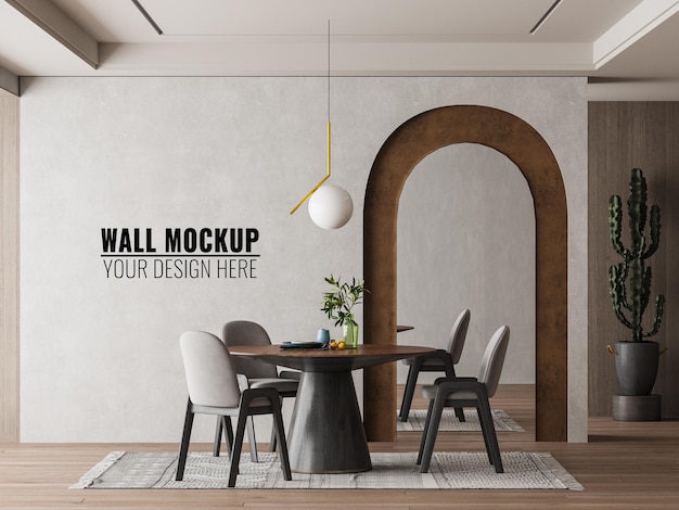 Interieur eetkamer muur Mockup