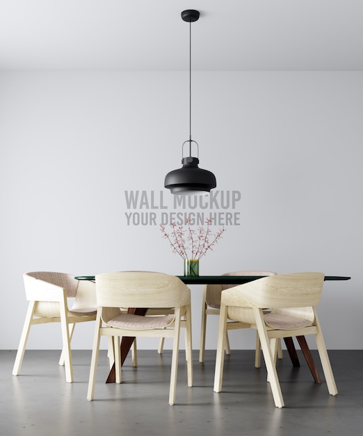 Interieur eetkamer muur mockup