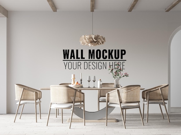 Interieur eetkamer muur mockup