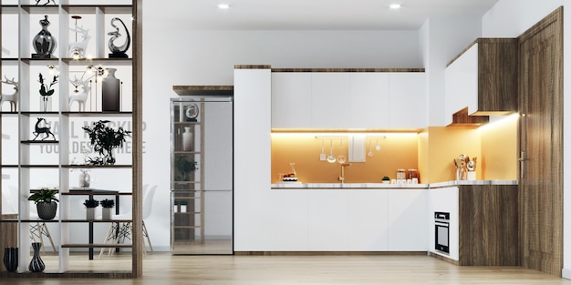 Interieur keuken muur achtergrond Mockup