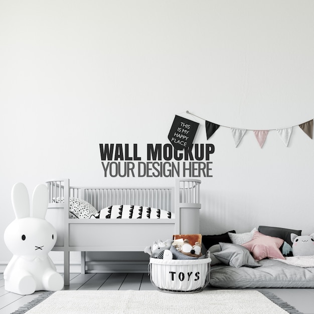 Interieur kinderen speelkamer muur mockup