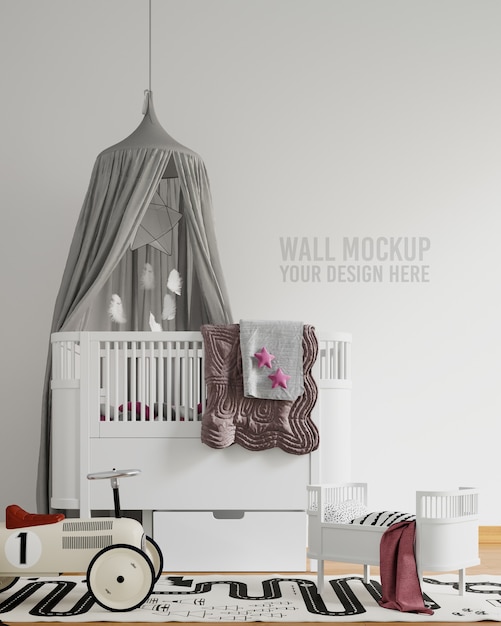 Interieur kinderen speelkamer muur Mockup