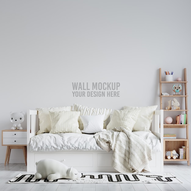 Interieur kinderen speelkamer muur Mockup