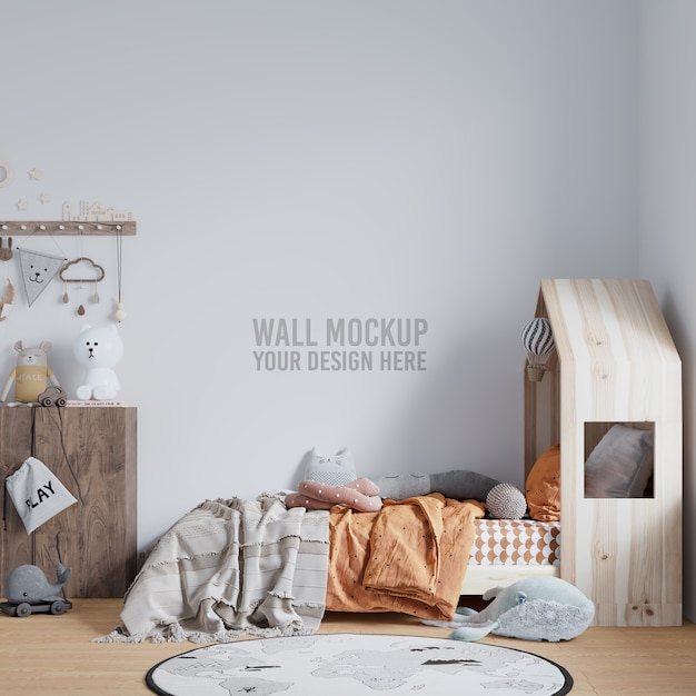 Interieur kinderkamer behang mockup