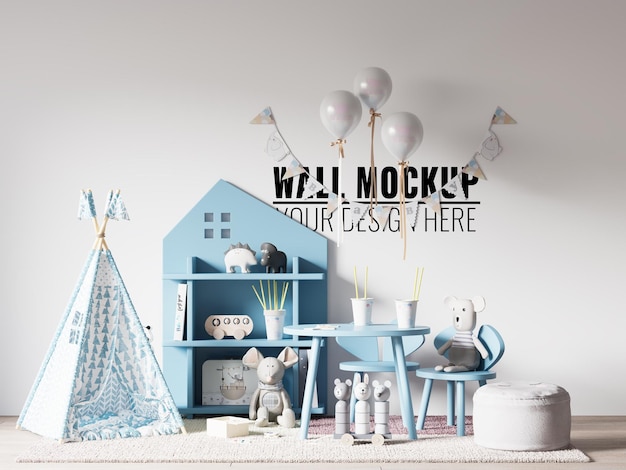 Interieur kinderkamer behang mockup