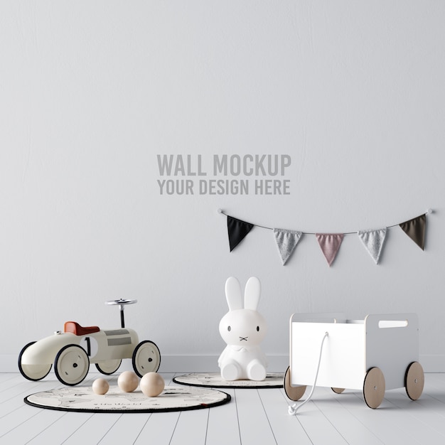 PSD interieur kinderkamer wallpaper mockup