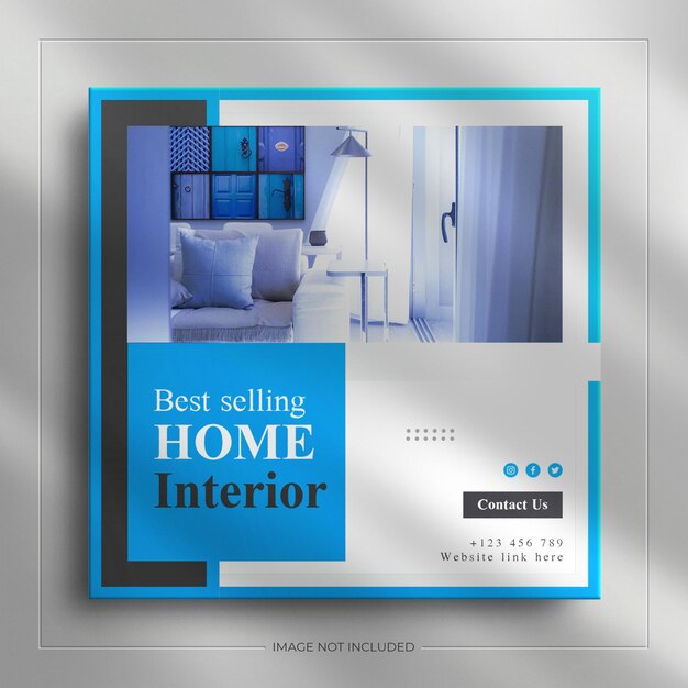 Interieur meubelen social media Banner en vierkante Instagram post met luxe mockup