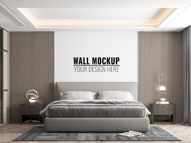 Interieur moderne slaapkamer muur mockup