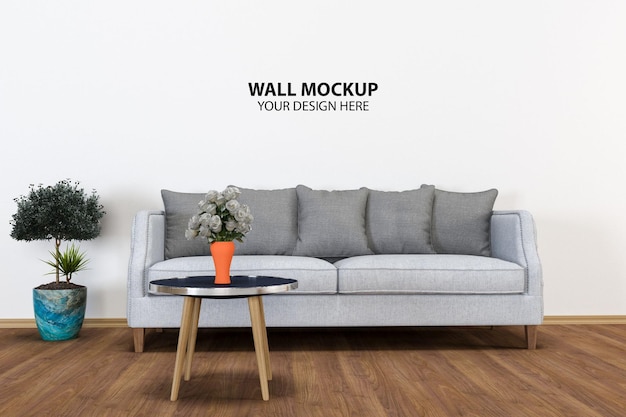 Interieur moderne woonkamer muur mockup