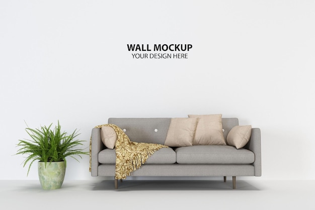 Interieur moderne woonkamer muur mockup