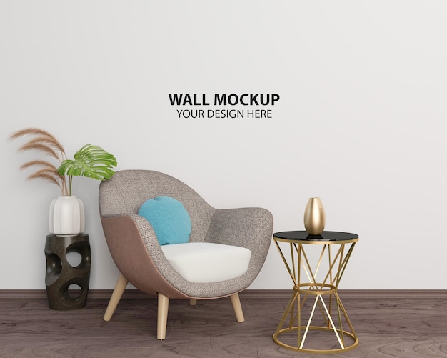 Interieur moderne woonkamer muur mockup