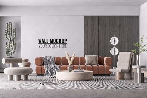 Interieur moderne woonkamer muur Mockup